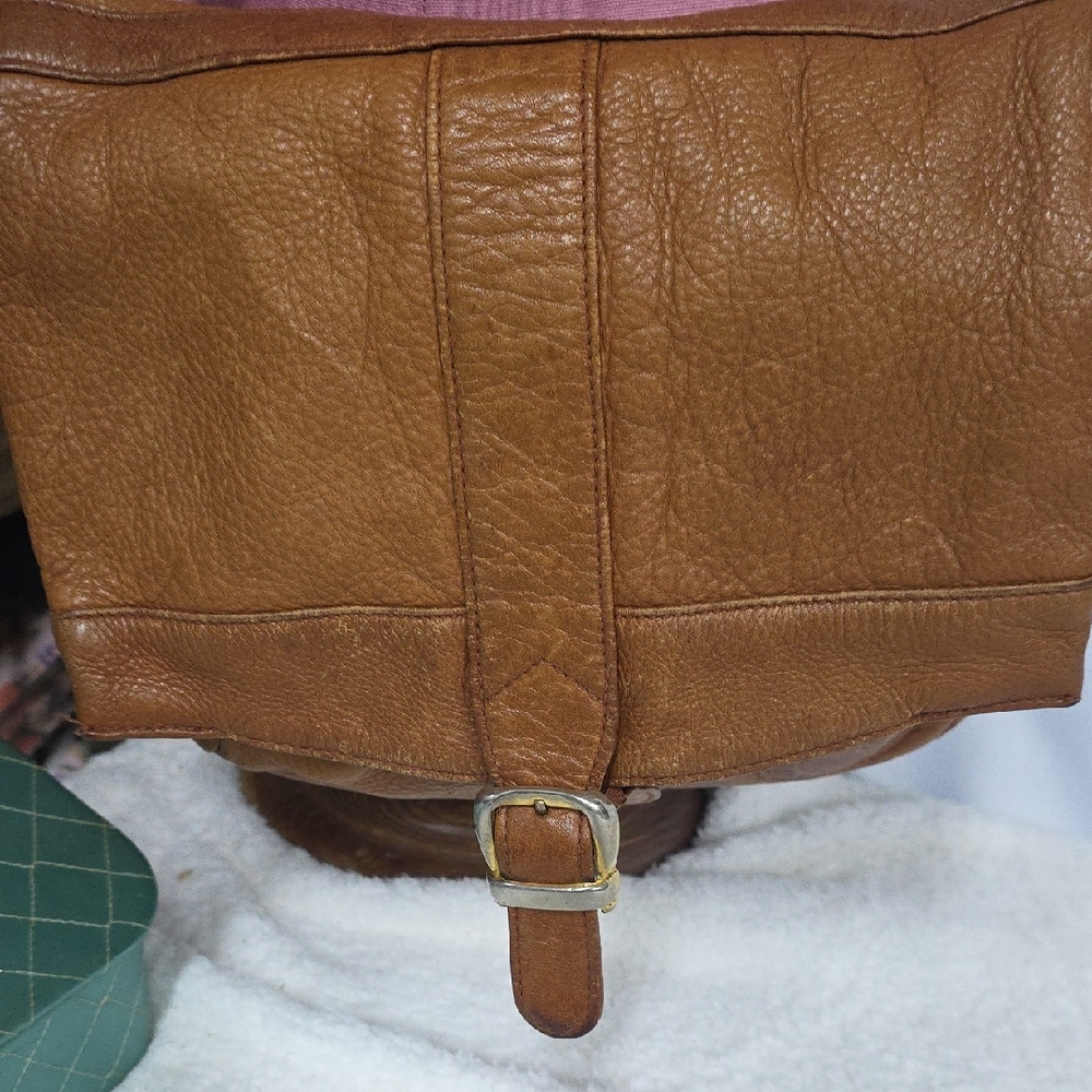Bali Tan Leather Bag with Embossed Logo